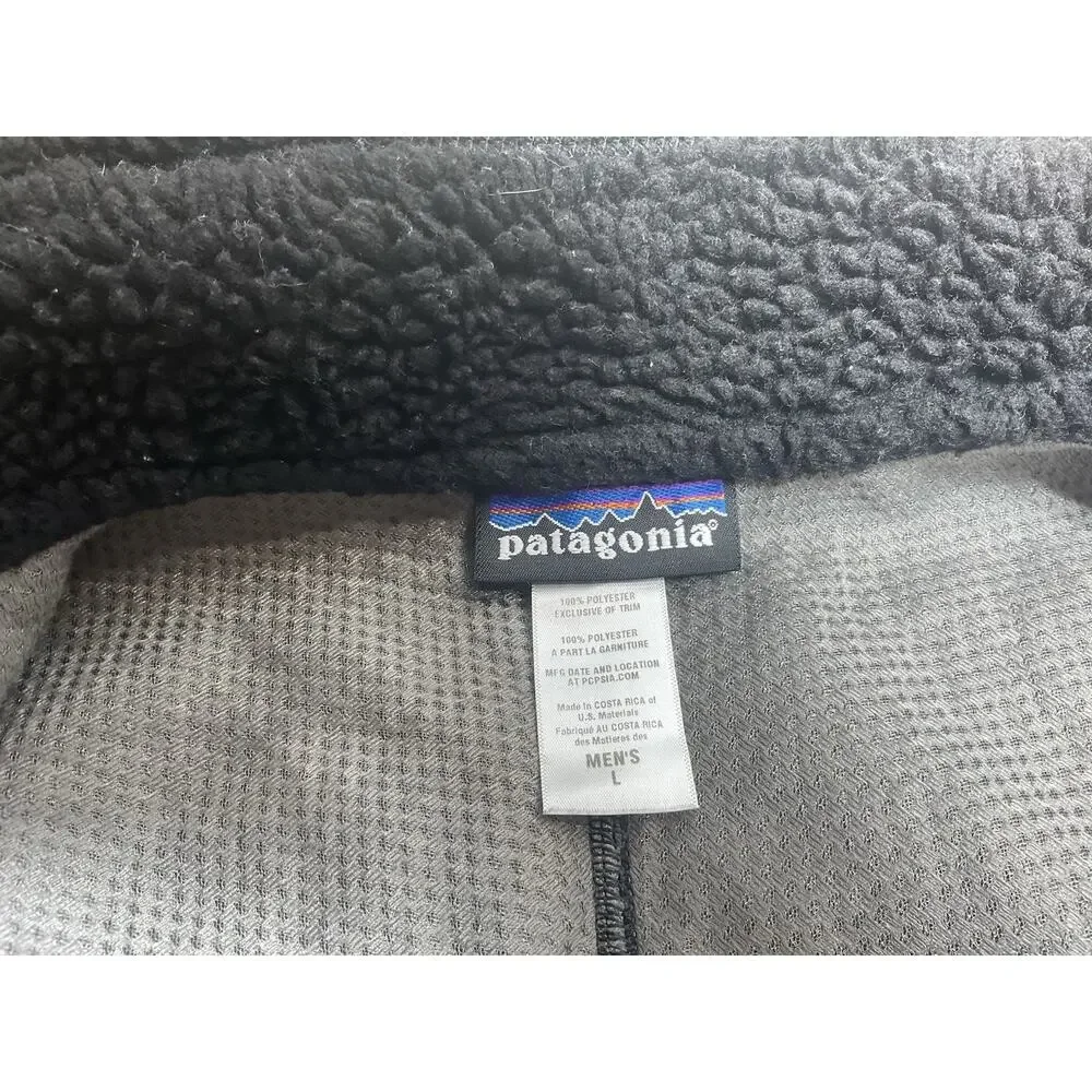 Patagonia Vest Mens L Black Classic Retro X Deep Pile Fleece Outdoor 23047